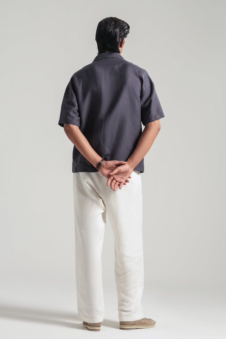 Dark Purple Linen Resort Shirt