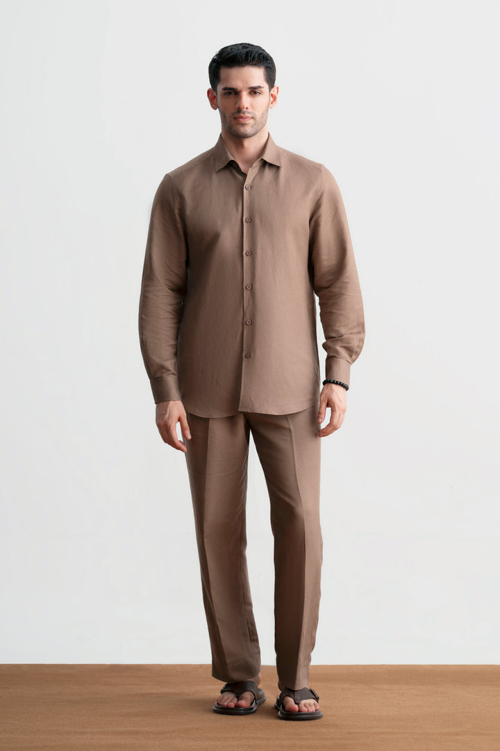 Chocolate Brown Linen Co-Ord Set