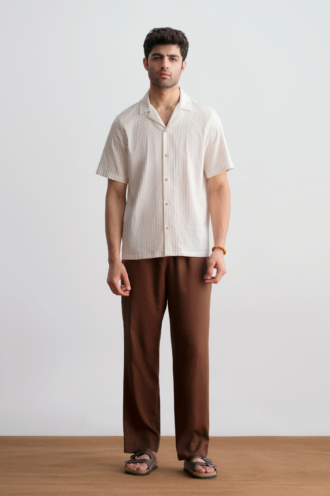 Beige Striped Resort Shirt