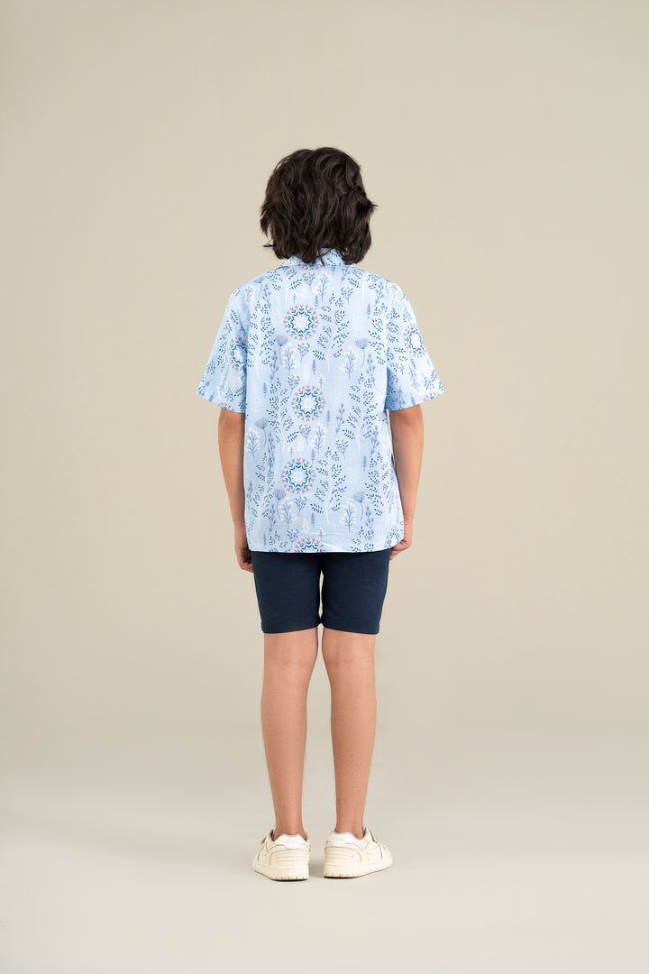 Sky Blue Printed Shirt