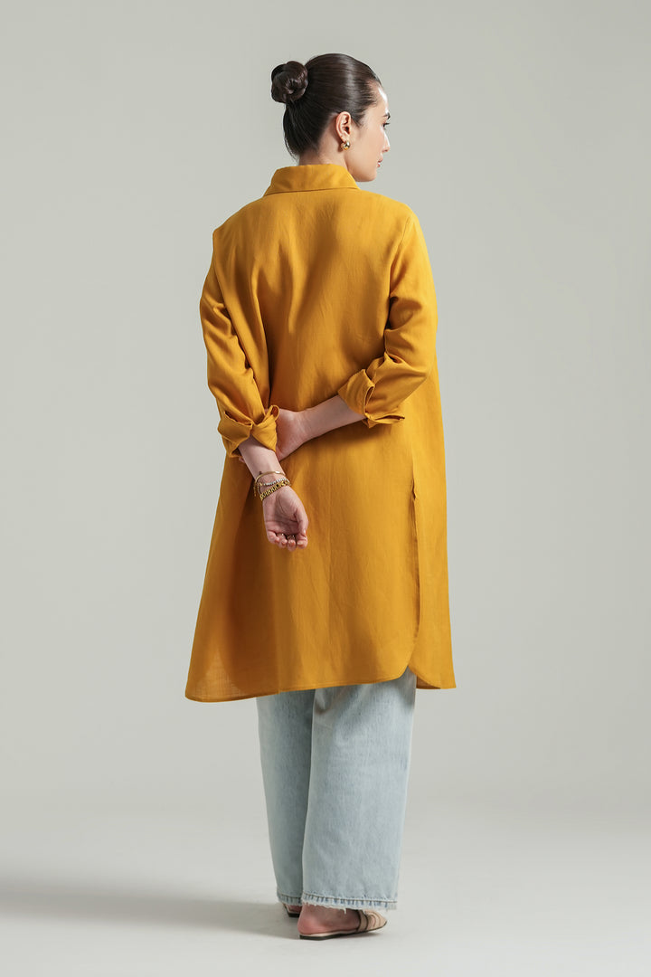 Mustard Yellow Knee Length Shirt