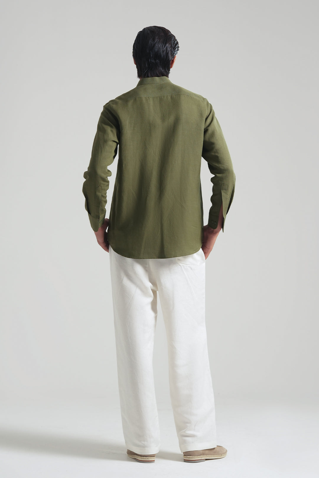 Olive Mao Collar Linen Shirt