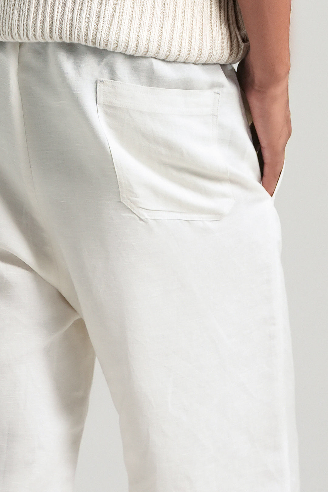Off-white Linen Loose Fit Trouser