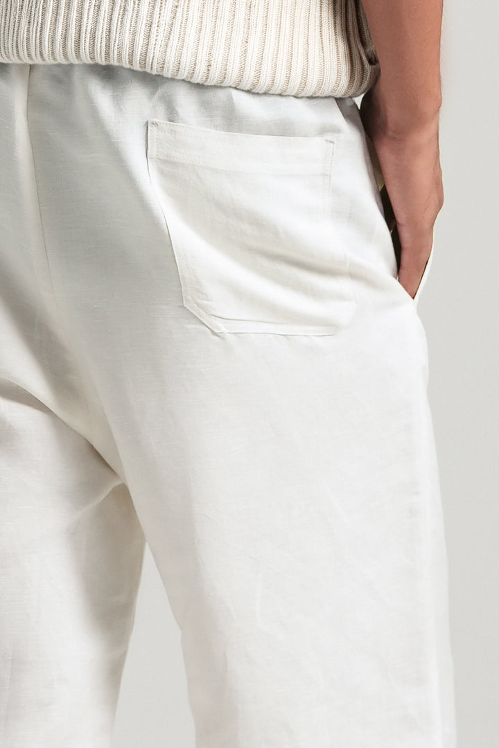 Off-white Linen Loose Fit Trouser