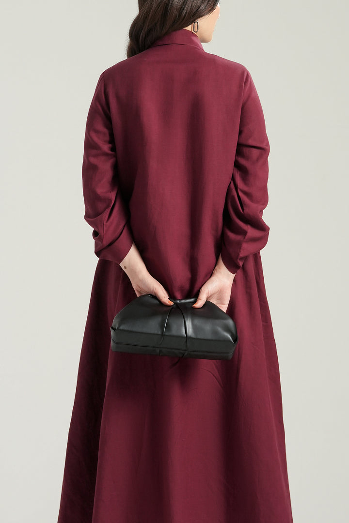 Maroon Linen Long Dress