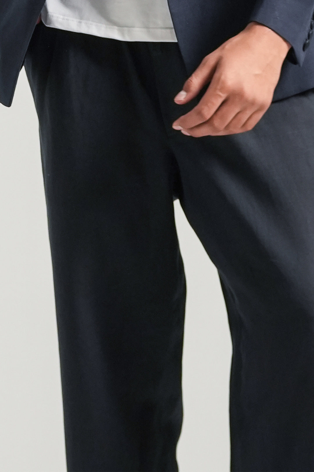 Navy Blue Linen Loose Fit Trouser