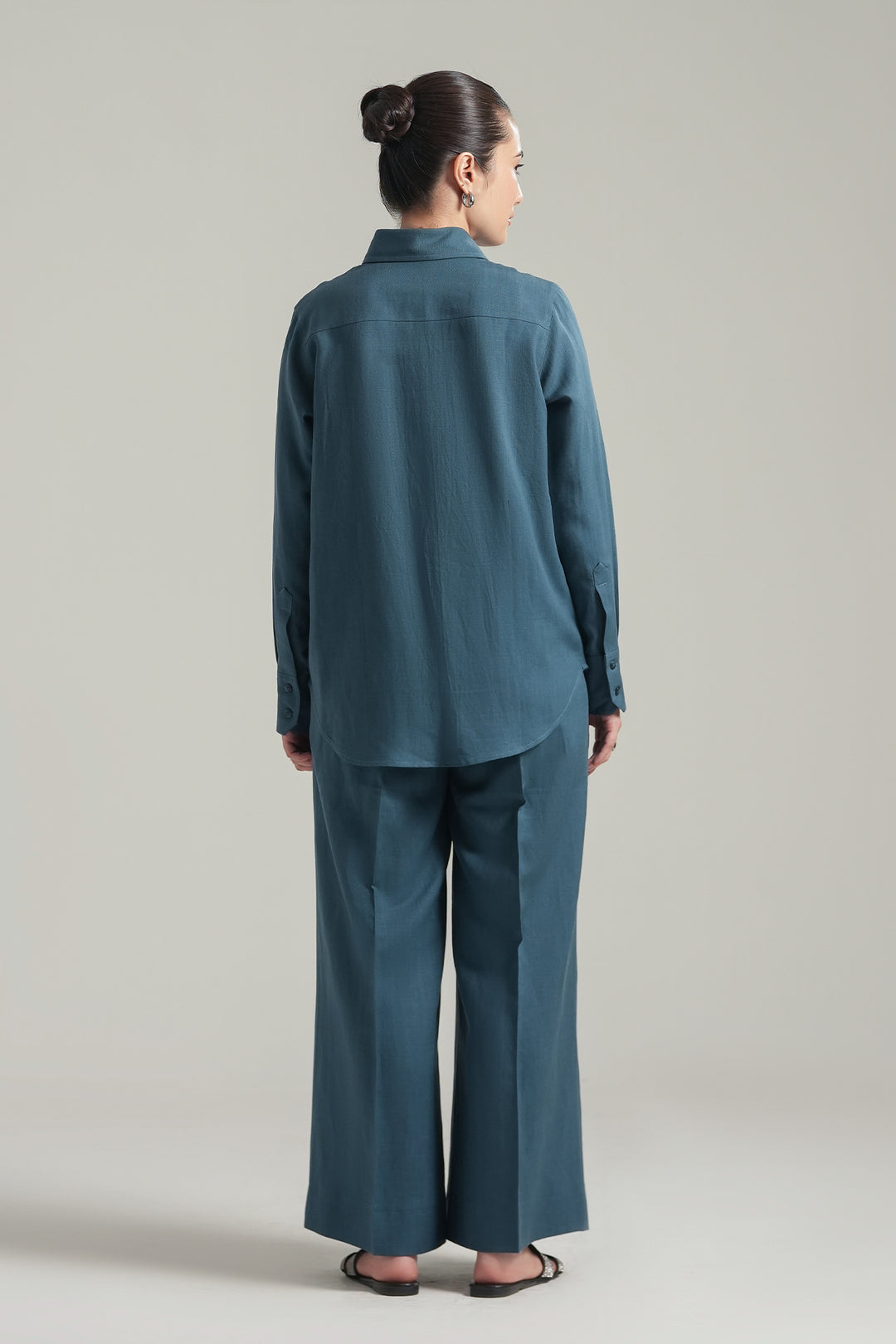 Blue Teal Linen Co-Ord Set