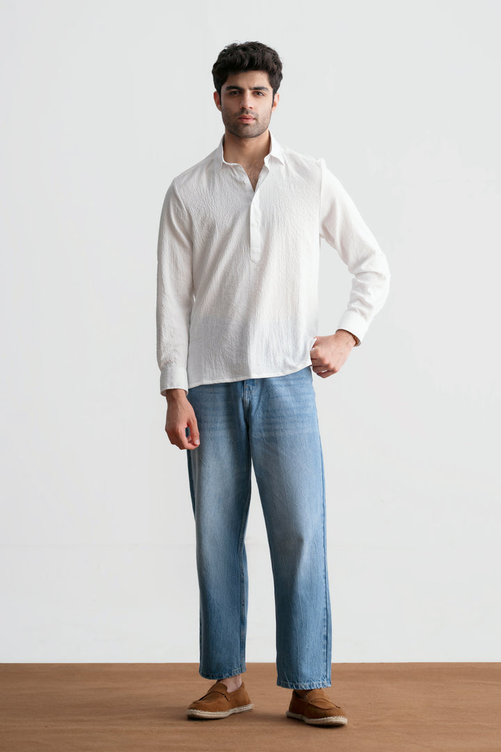 White Polo Textured Shirt