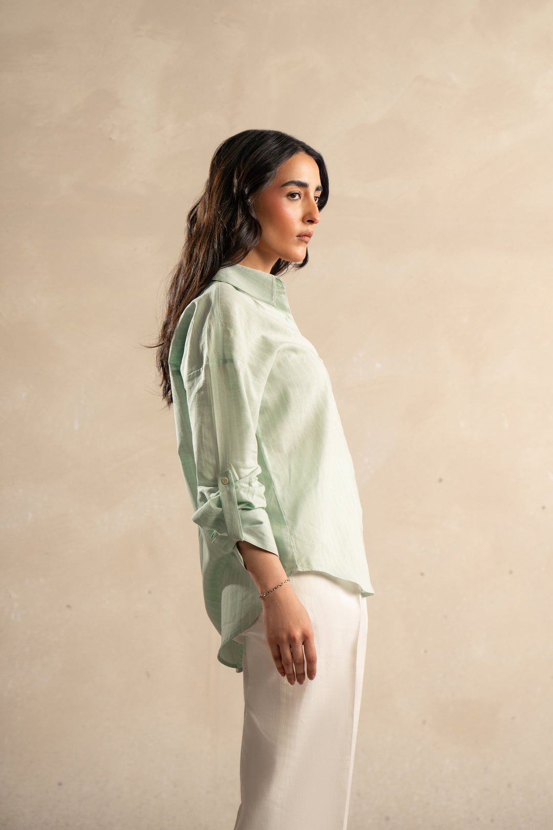 Mint Striped Linen Shirt