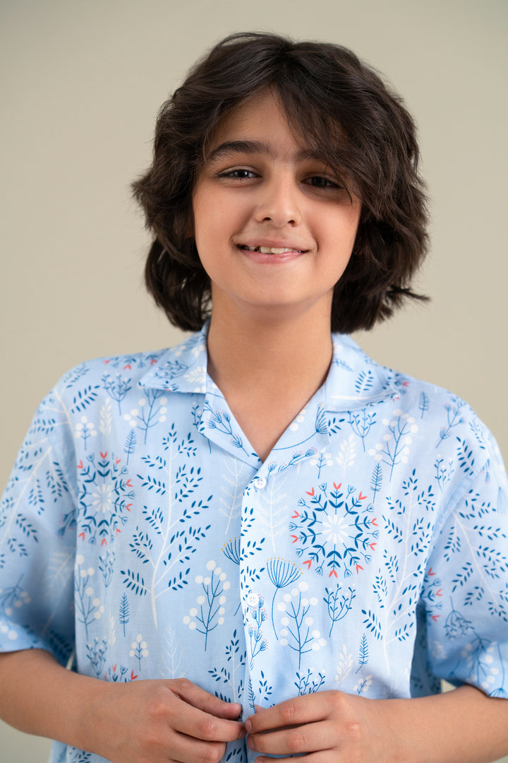 Sky Blue Printed Shirt
