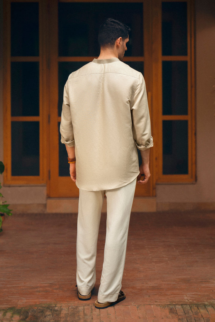 Khaki Mao Collar Shirt