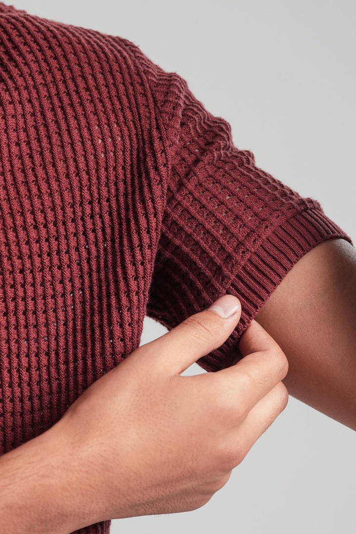 Brick Red Knitted Polo