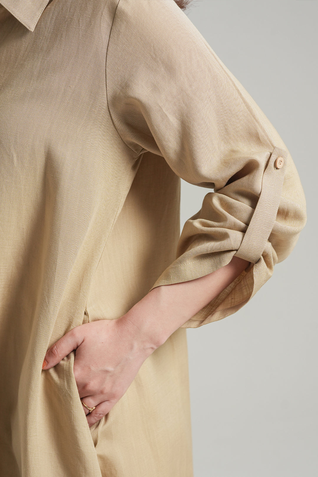 Beige Linen Long Dress