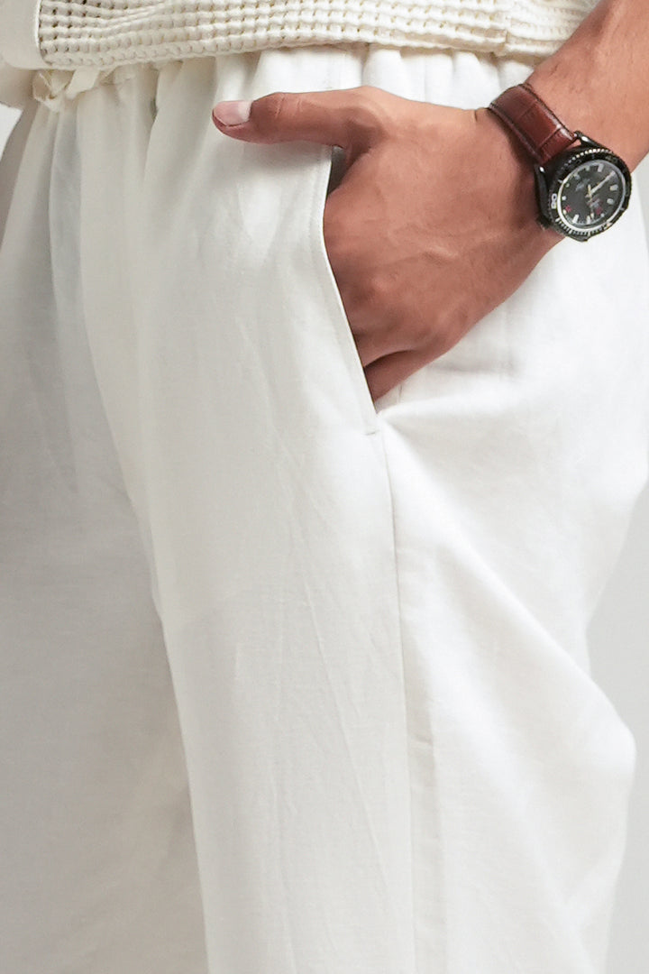 Off-white Linen Loose Fit Trouser