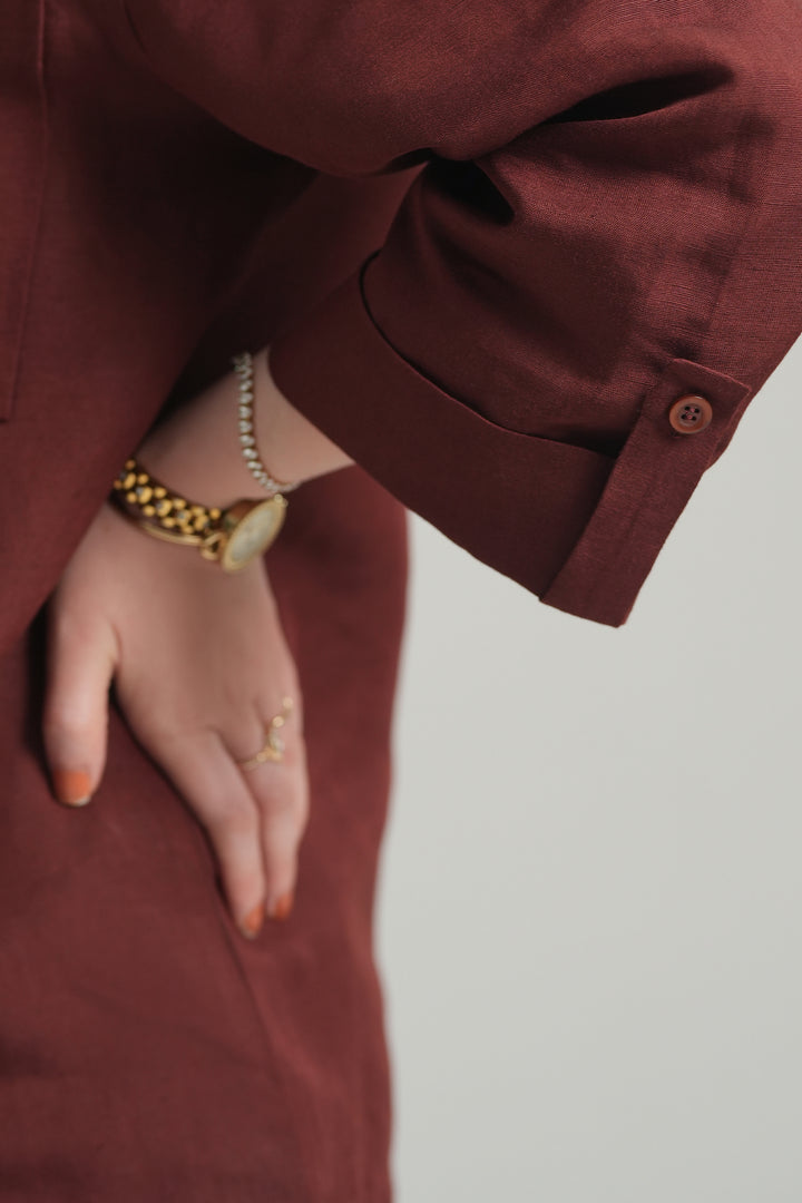 Burgundy Linen Shirt