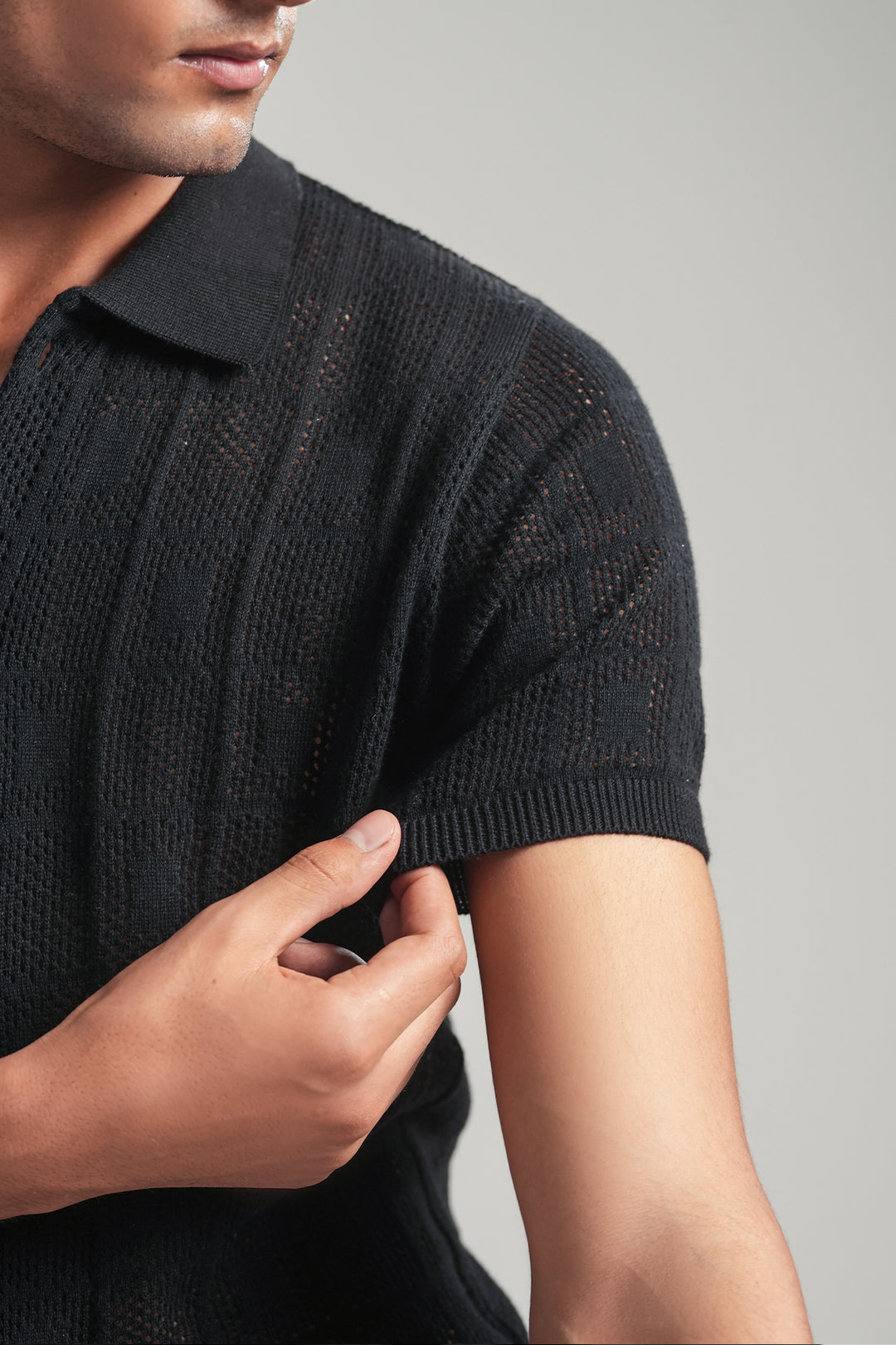 Black Knitted Polo