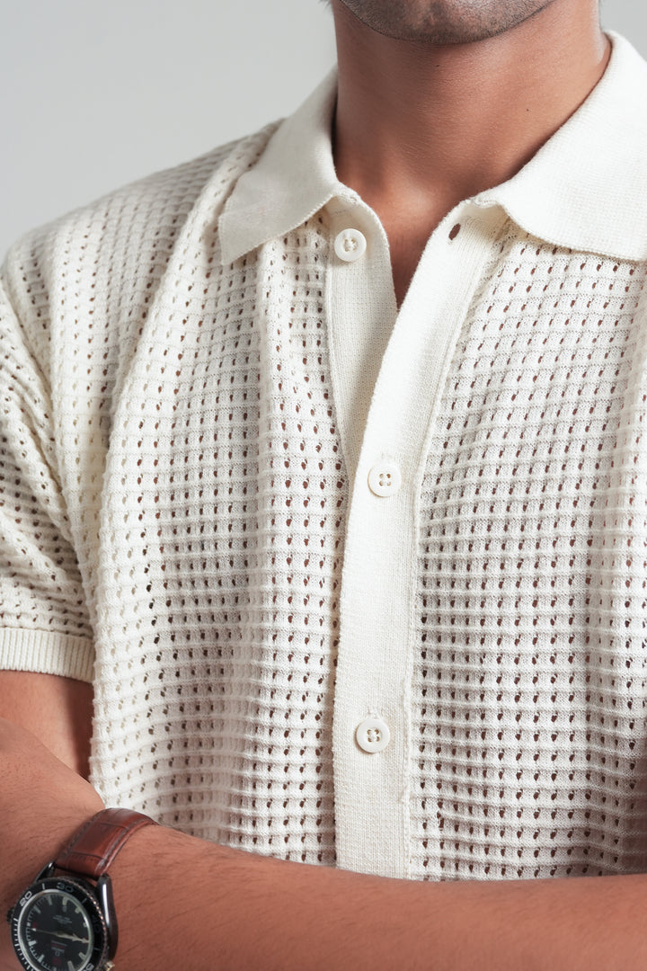 Pearl White Knitted Polo
