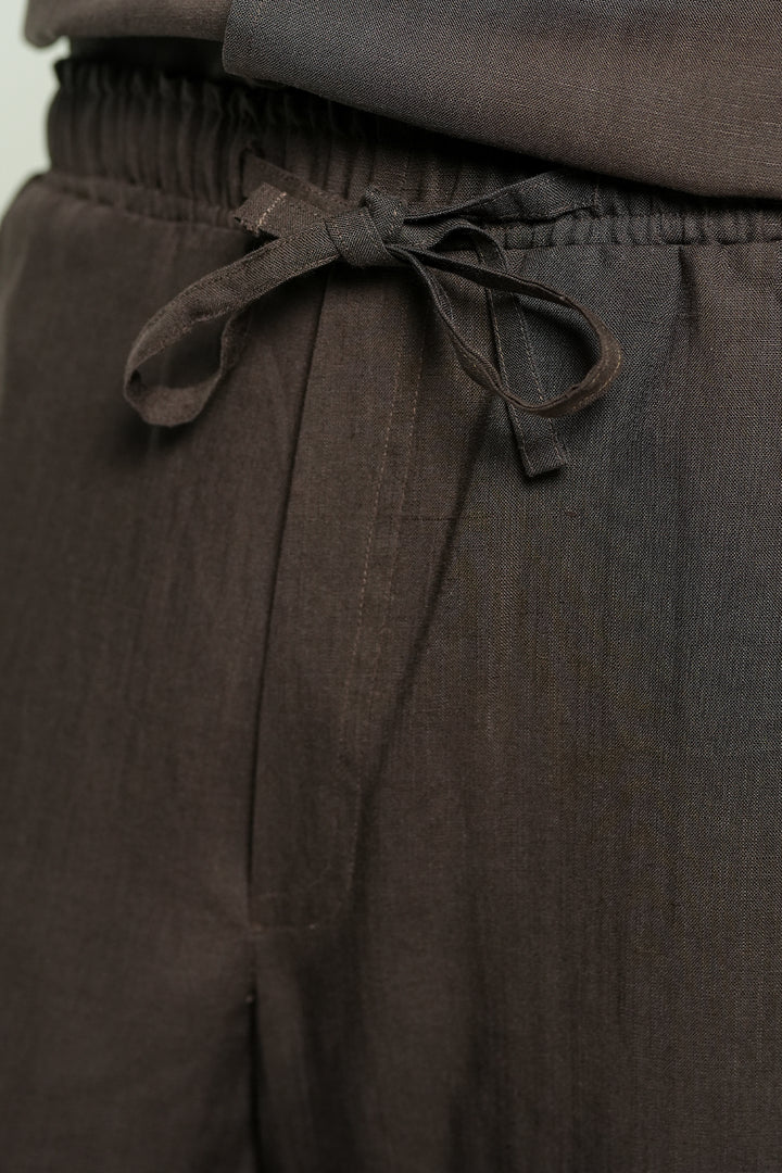 Brown Linen Loose Fit Trouser