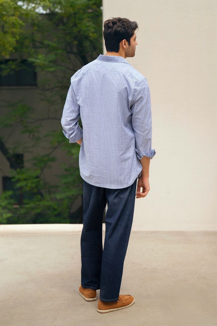 Blue Striped Linen Shirt