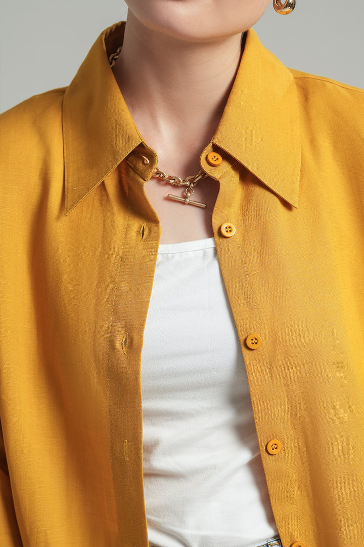 Mustard Yellow Knee Length Shirt