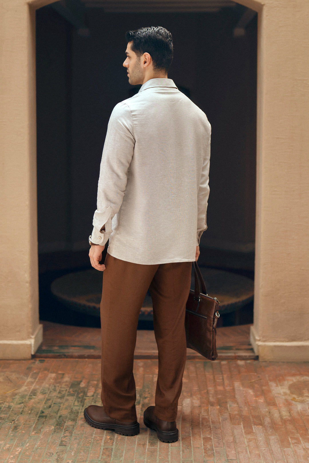 Beige Safari Linen Shirt