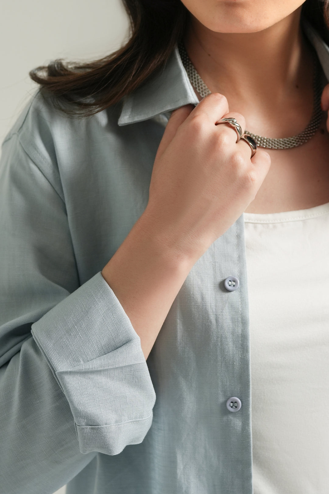 Ice Blue Linen Shirt