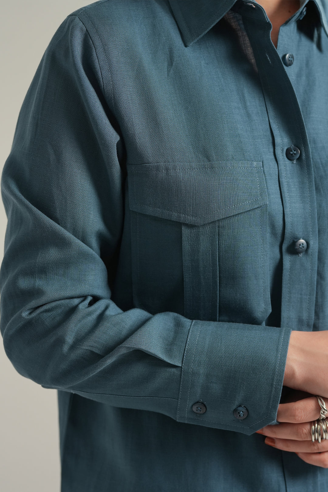 Blue Teal Linen Co-Ord Set