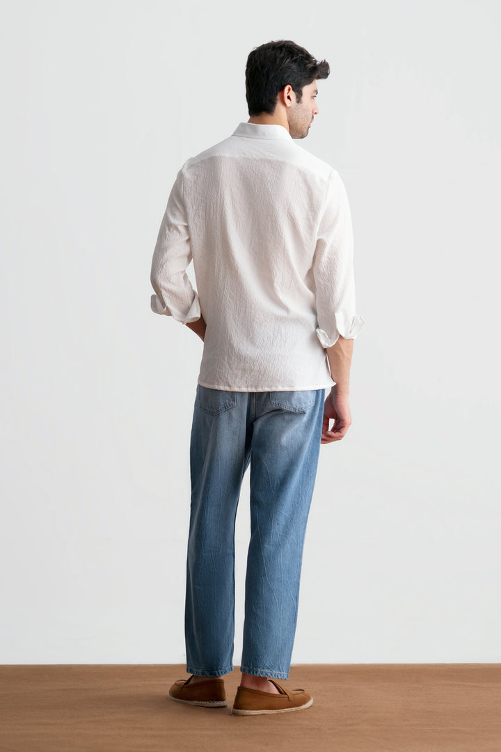 White Polo Textured Shirt