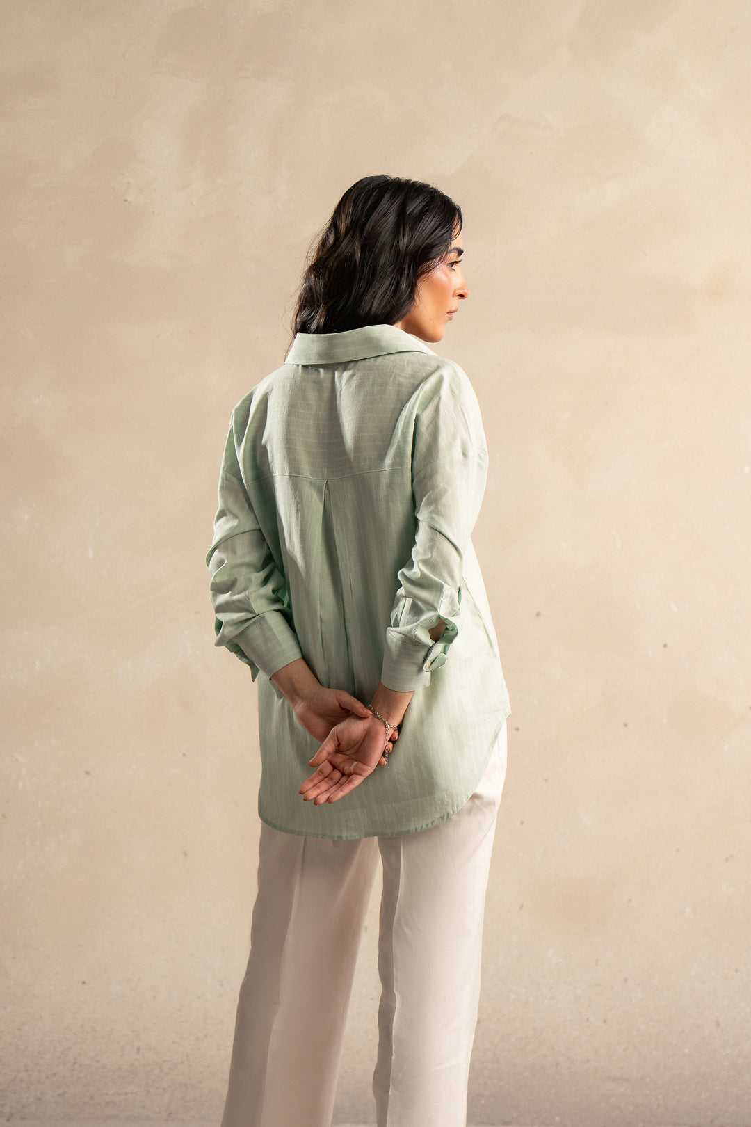 Mint Striped Linen Shirt