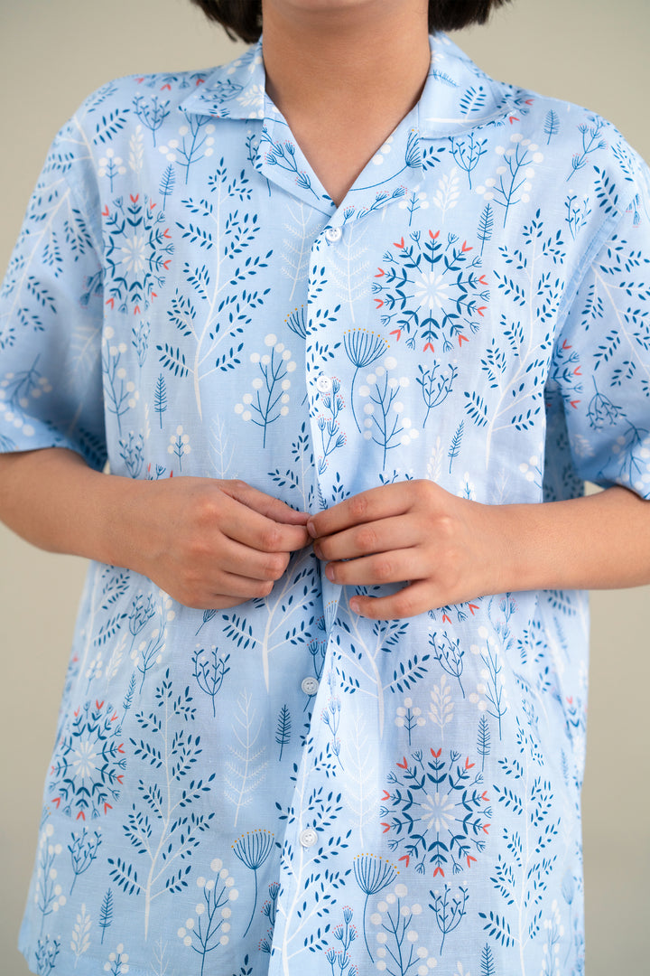Sky Blue Printed Shirt