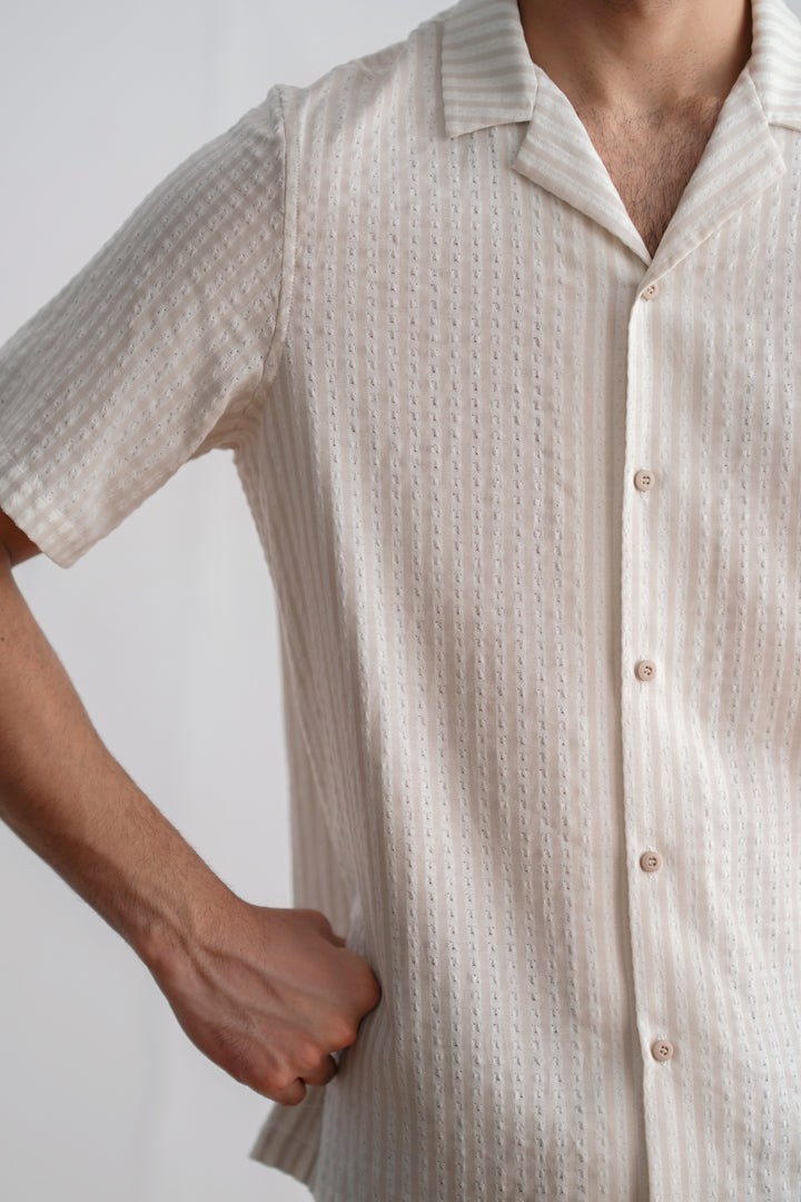 Beige Striped Resort Shirt
