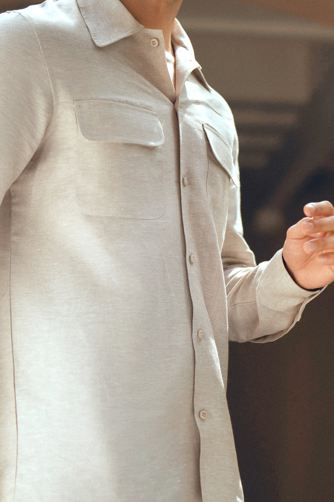 Beige Safari Linen Shirt