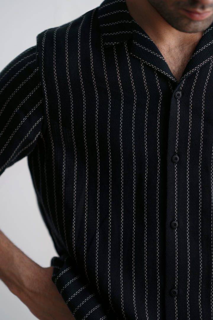 Black Striped Resort Shirt