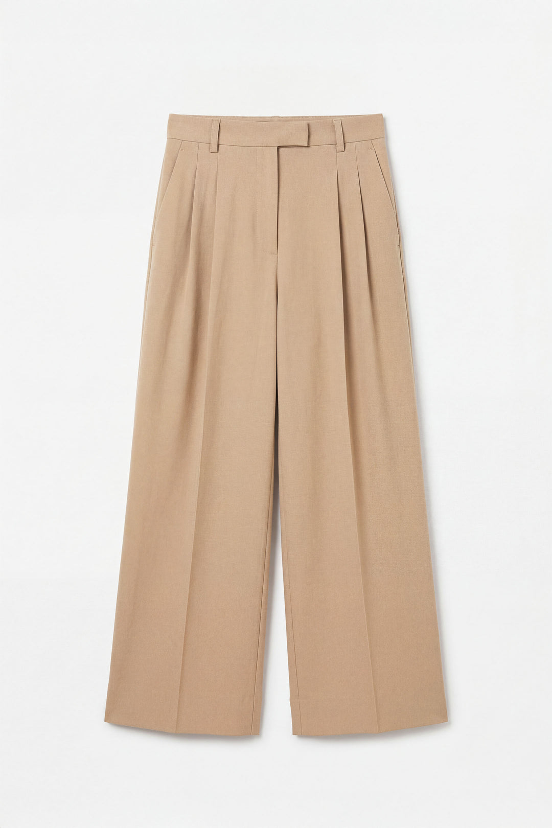Beige Wide Leg Trouser With Darts