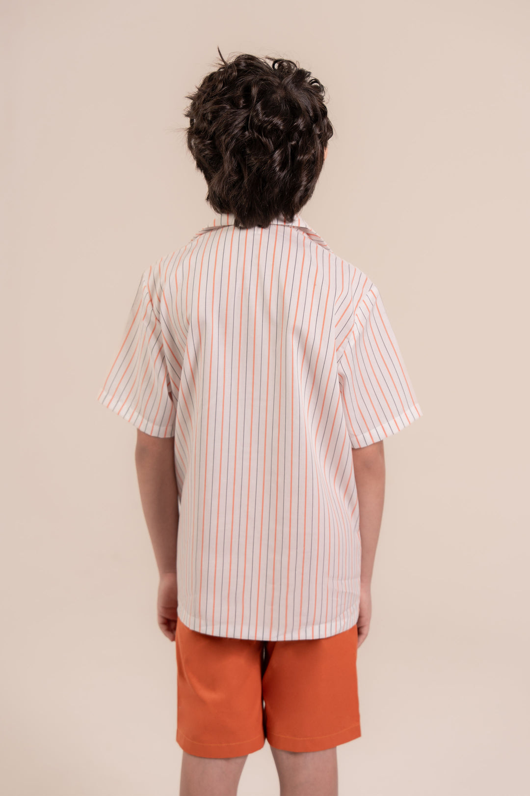 Orange Striped Cotton Shirt