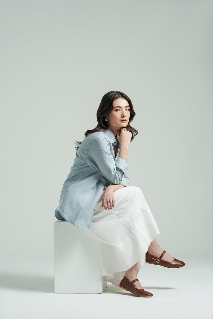 Ice Blue Linen Shirt