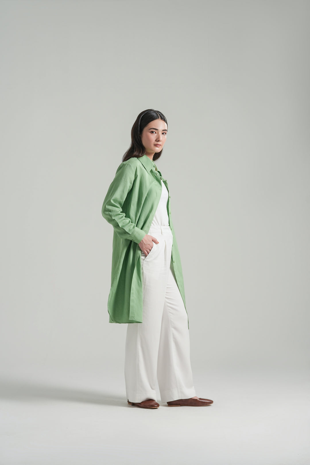 Mint Green Knee Lenth Shirt