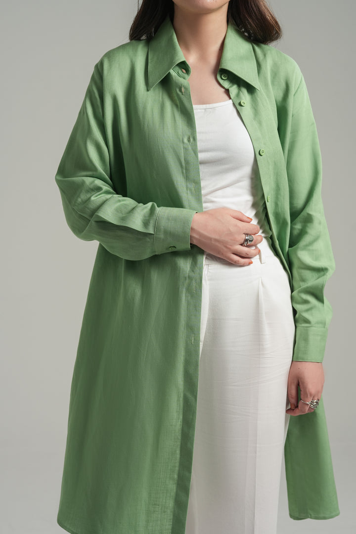 Mint Green Knee Lenth Shirt