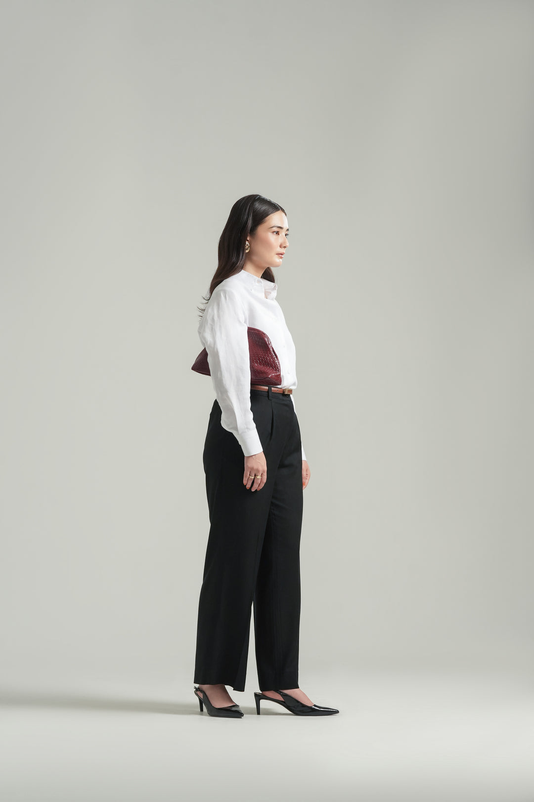 Off-White Linen Shirt with Sleeve Detail