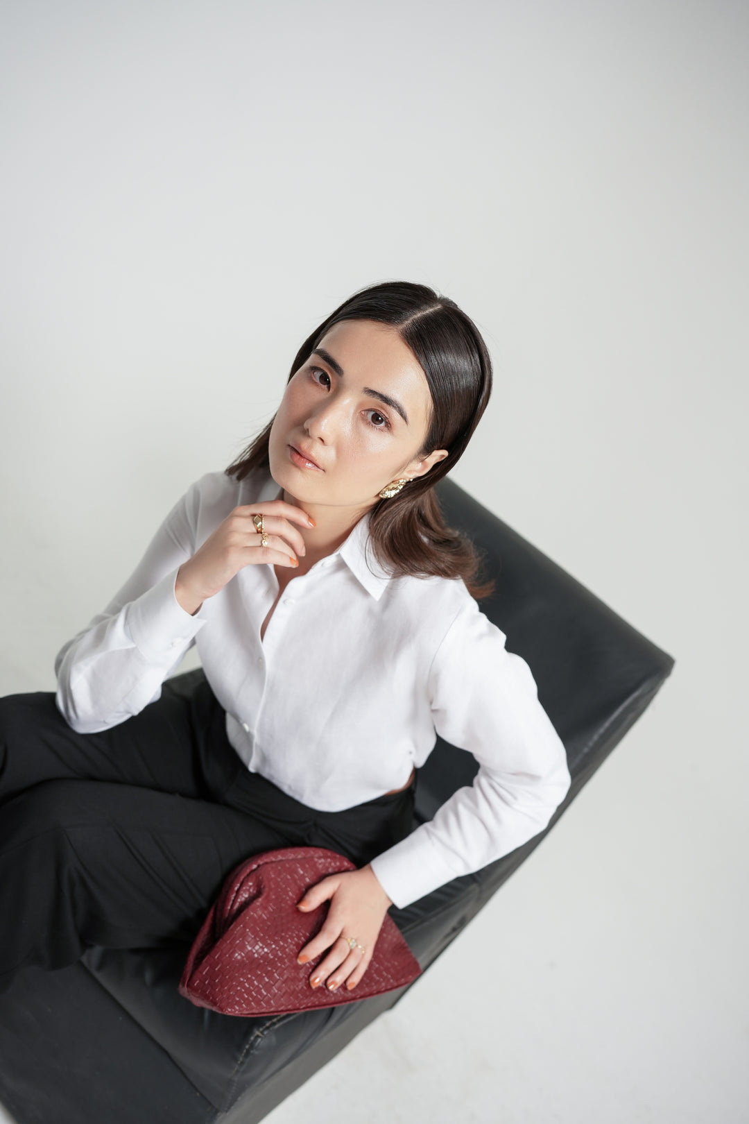 Off-White Linen Shirt with Sleeve Detail