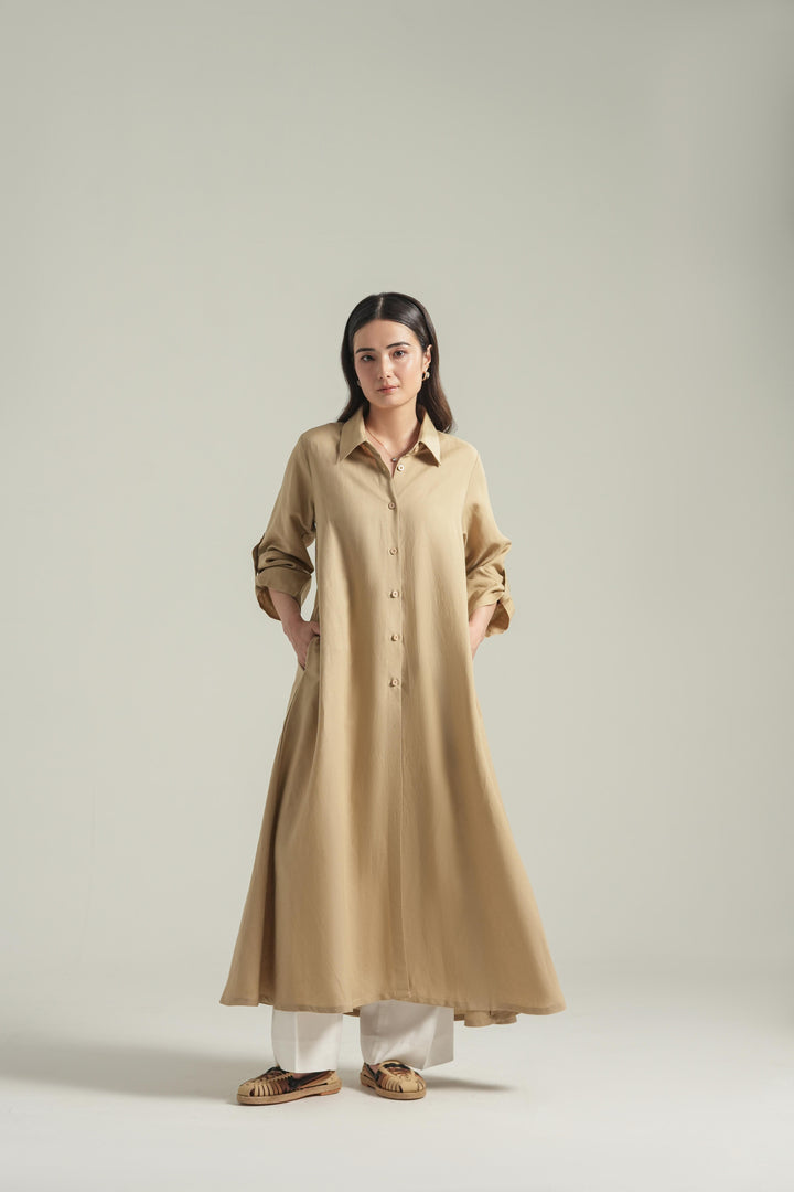 Beige Linen Long Dress