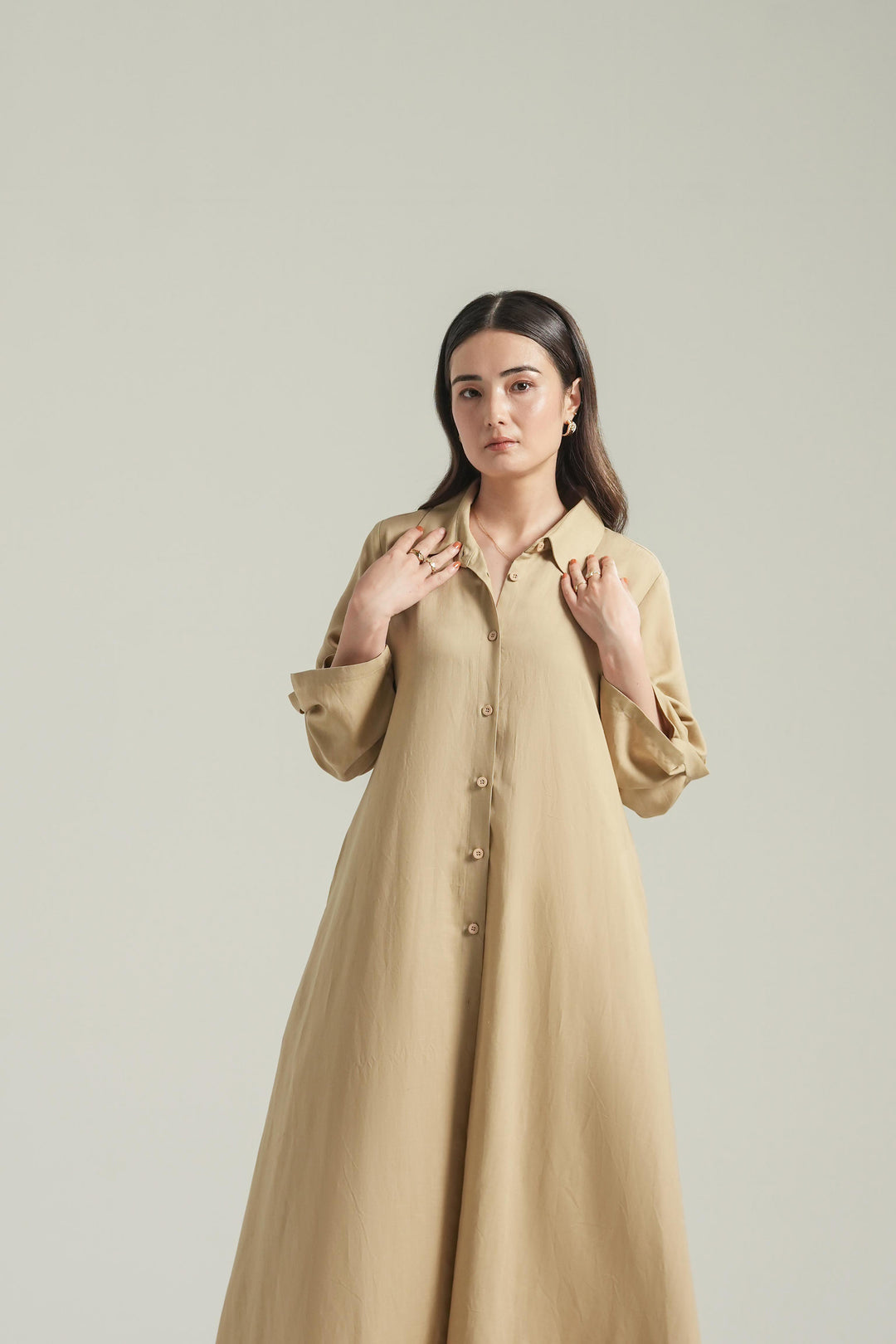 Beige Linen Long Dress