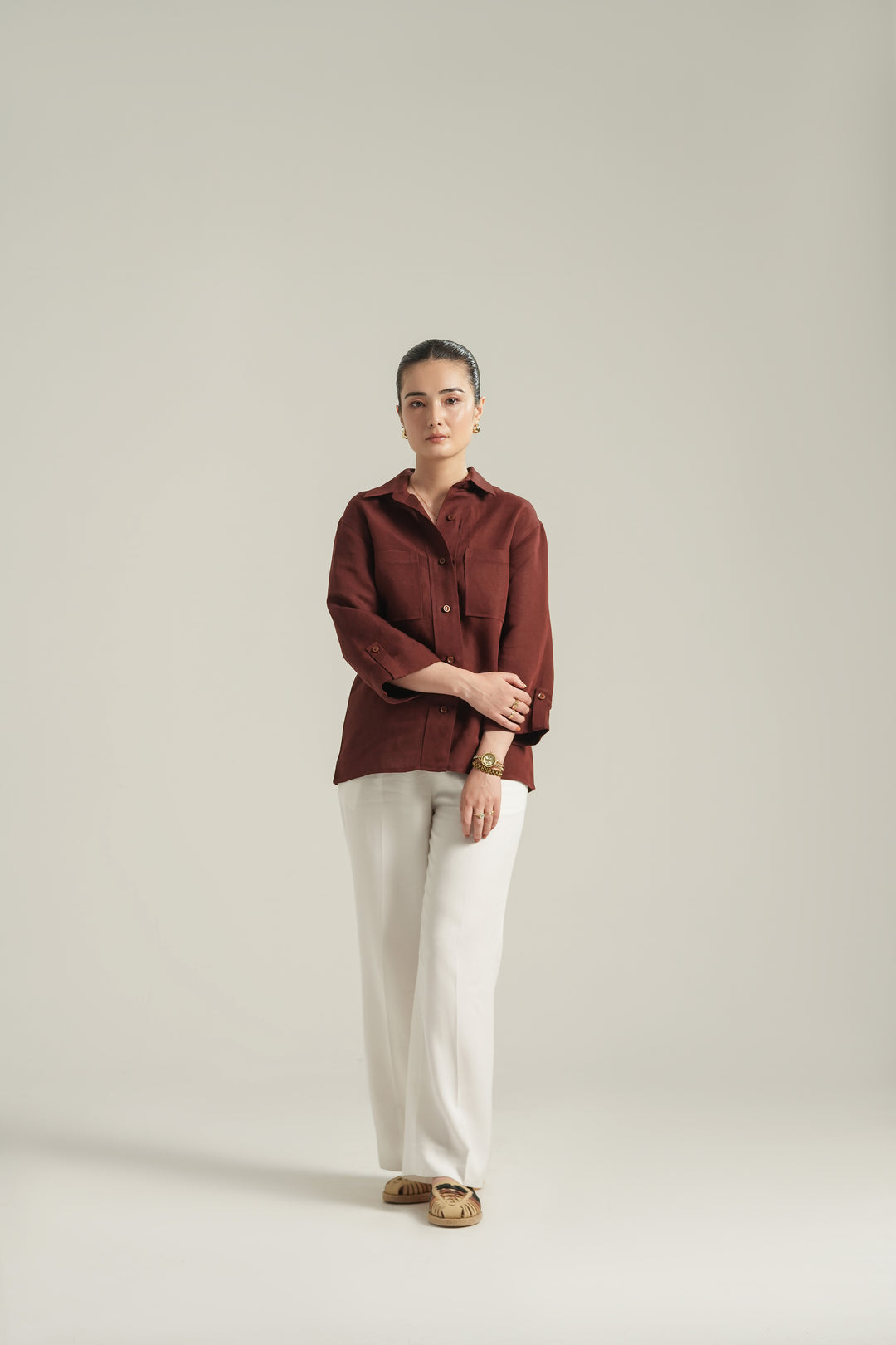 Burgundy Linen Shirt