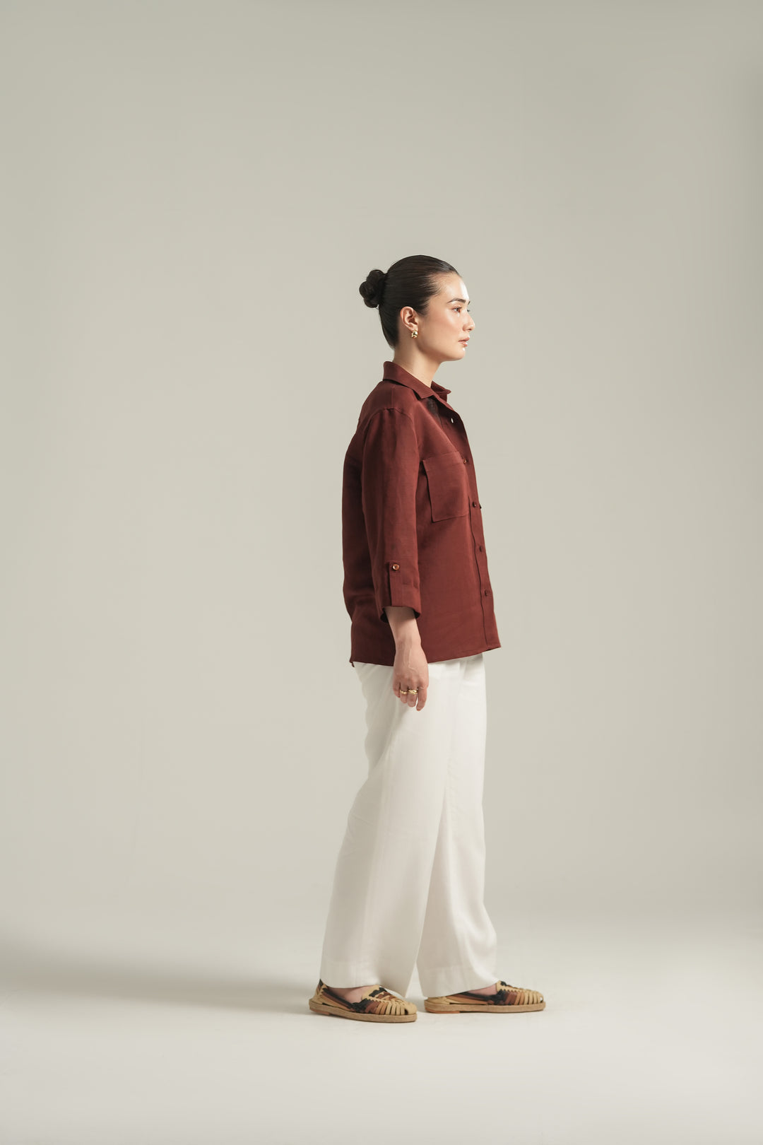 Burgundy Linen Shirt