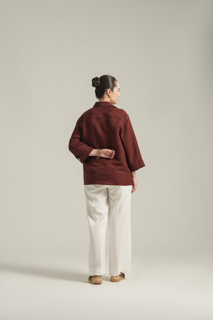 Burgundy Linen Shirt