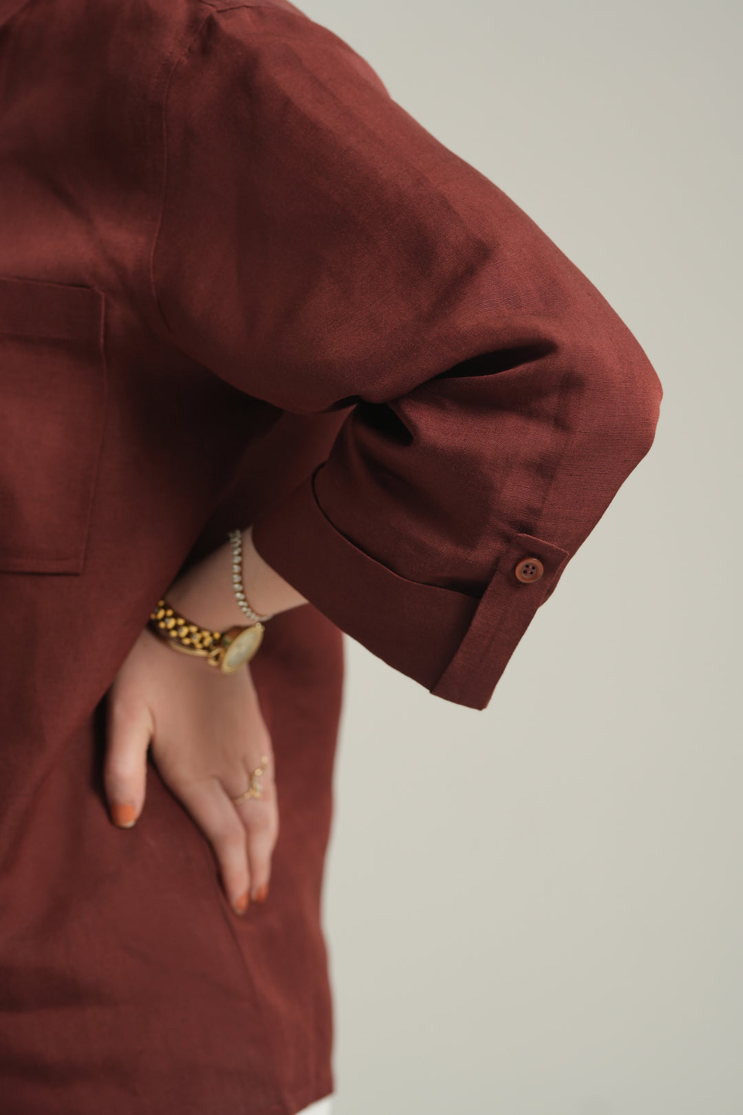 Burgundy Linen Shirt