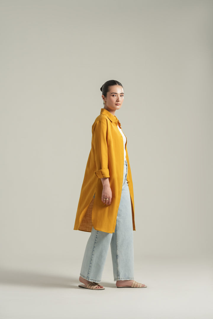 Mustard Yellow Knee Length Shirt