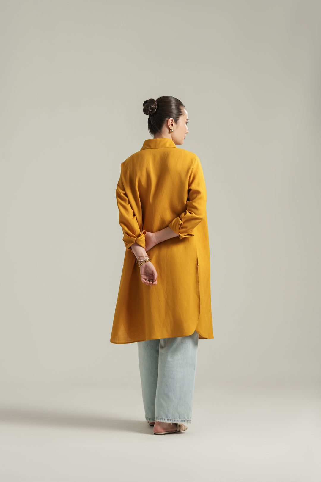 Mustard Yellow Knee Length Shirt