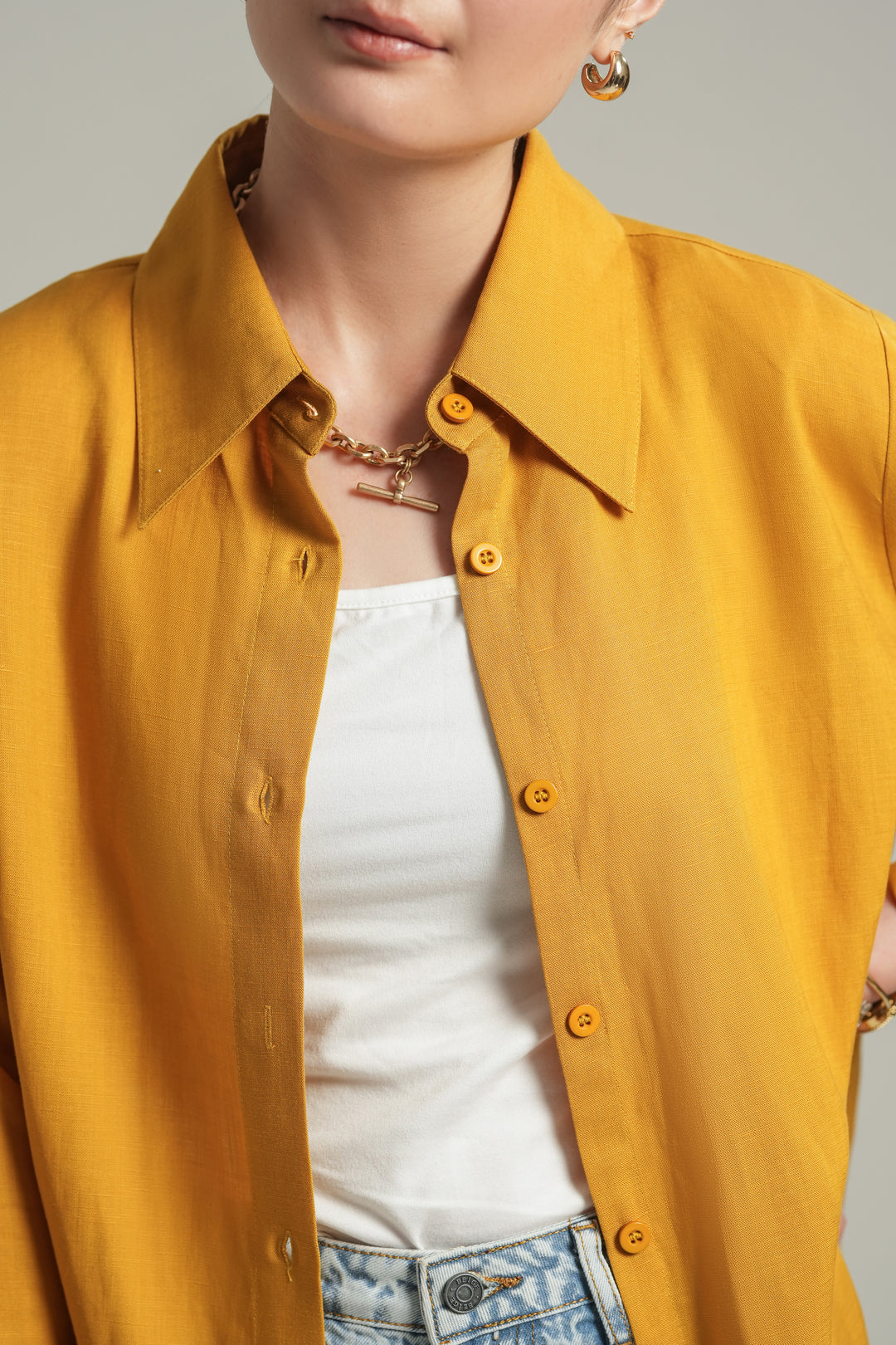 Mustard Yellow Knee Length Shirt
