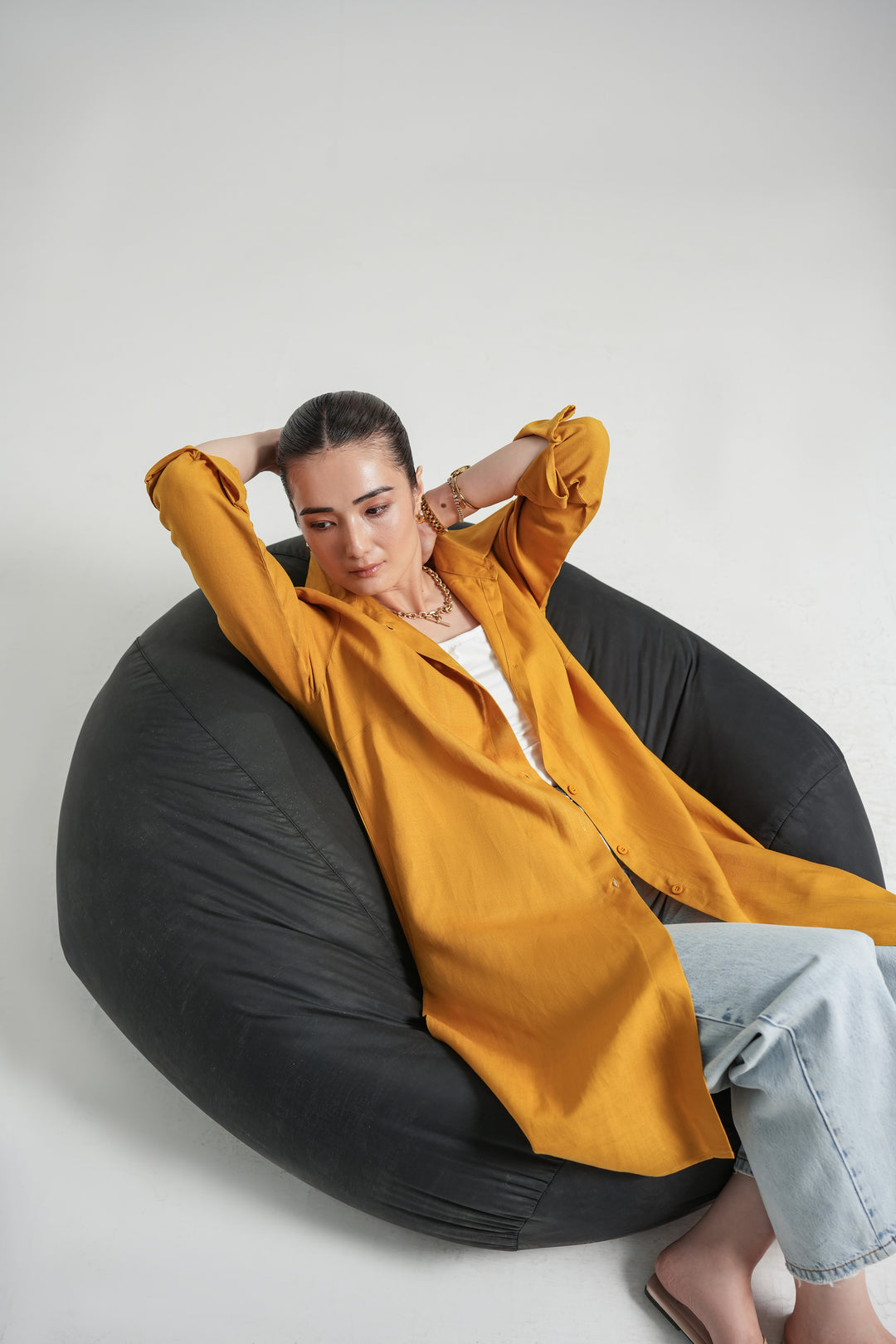 Mustard Yellow Knee Length Shirt